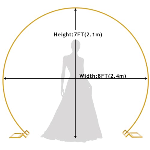 Wokceer Round Backdrop Stand 8FT Gold Wedding Arch Metal Circle Balloon Arch Stand for Birthday Party Wedding Bridal Showe...