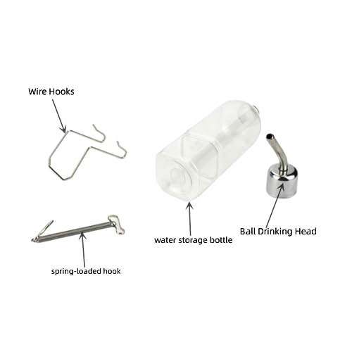 2 Pcs Pet Cage Water Bottle No Drip Small Animal Water Bottle, Hanging Waterer for Rabbit, Guinea Pig, Hedgehog, Squirrel,...