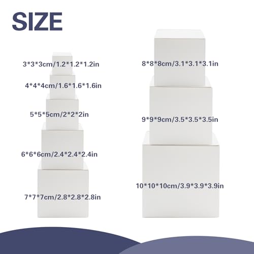 JoyHuaTrade 8 PCS Nesting Gift Boxes Assorted Size (1.2'' -4'') Prank Surprise White Square Box Funny Gag Supplies for Chr...