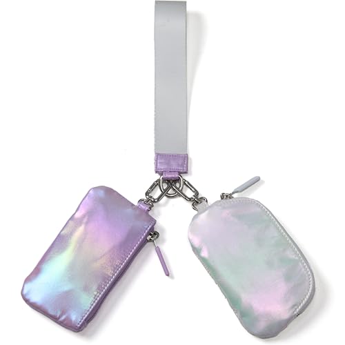 Pander Dual Pouch Wristlet Wallet for Women, RFID Blocking 2-Piece Keychain Coin Purse Set, Detachable Mini Pouch for Car ...