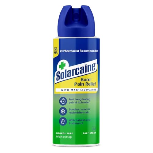 Solarcaine Aloe Sunburn Relief Spray with 4% Lidocaine - After Sun Care Relief for Burns, Scrapes & Itch - Aloe Spray to S...