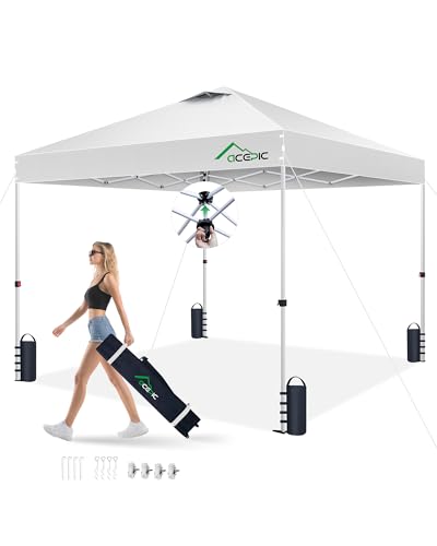 Acepic 10x10 Pop Up Canopy Tent, One Push Instant Outdoor Gazebo with Vented Top, Upgraded 300D Silver Coated Sun Shade fo...