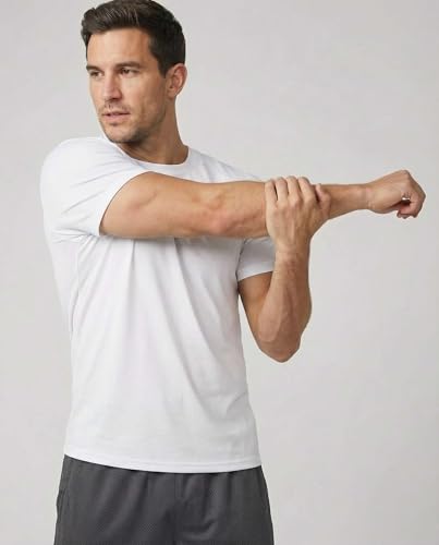 Real Essentials 5 Pack: Men’s Mesh Short Sleeve Crew Neck T-Shirt - Workout Gym Active Athletic Tee (Big & Tall Available)