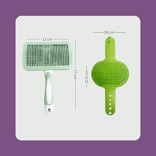 2PCS Self-Cleaning Deshedding Dog & Cat Brush – Skin-Friendly Dog Brush For Shedding Grooming Tool for Dogs, Cats & Puppie...