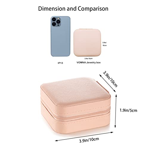 VOMNA Mini Jewelry Travel Case,Small Jewelry Box,Traveling Jewelry Organizer,Portable Jewellery Storage Holder for Rings E...