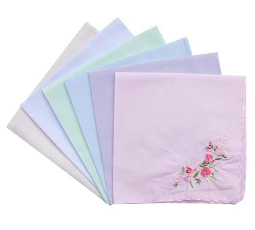 La closure Vintage Floral Cotton Embroidered Ladies Handkerchiefs Pack