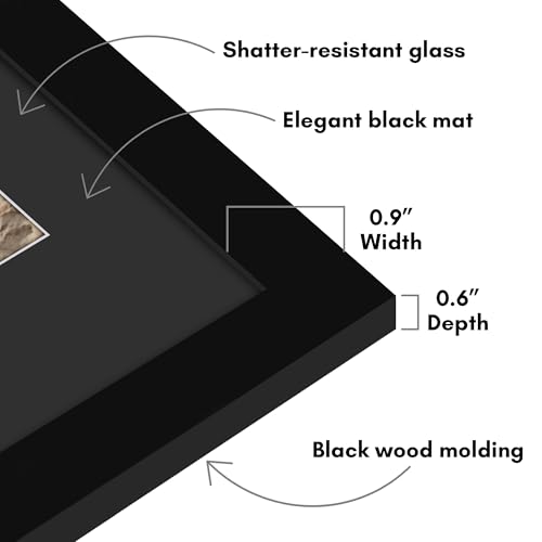 Americanflat 11x14 Picture Frame with Shatter-Resistant Glass - Use as 8x10 Picture Frame with Black Mat and White Trim or...