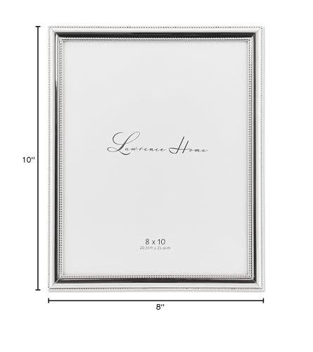 Lawrence Frames 510780 8x10 Metal Picture Frame Silver-Plate with Delicate Beading