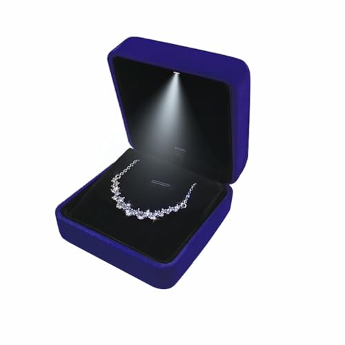 GBYAN Pendant Necklace Box with LED Light, Necklace Gift Box Velvet Jewelry Display Case for Proposal Engagement Wedding a...