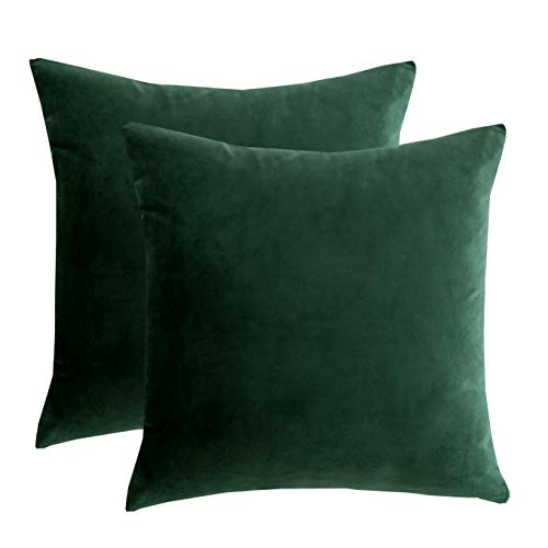 RainRoad Dark Green Decorative Throw Pillow Covers Cushion Cover Pillow Case for Sofa Couch Bed Chair,Soft Square Dark Gre...