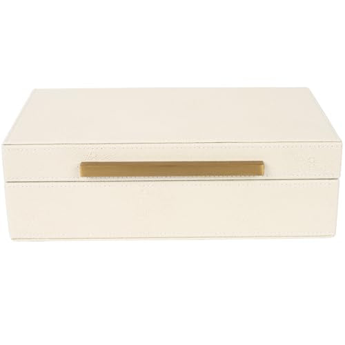 XIGEXIGE Beige Shagreen box Faux Leather Decorative Boxes,Keepsake And Memory Storage Decorative Boxes with Lids for Moder...