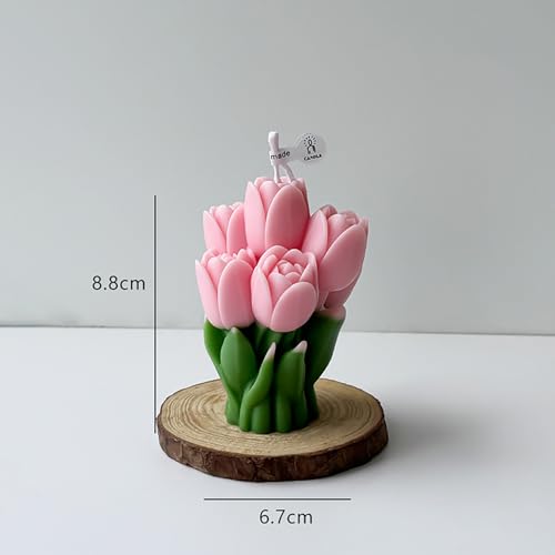 Blossoming Tulip Scented Candle,7 Pink Delicate Floral Scented Soy Wax, Romantic Home Decor for Valentine's Day Gifts, Wed...
