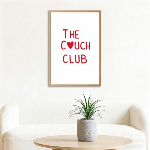 Framed The Couch Club Poster Canvas Print Art Minimalist Aesthetic Quirky Poster Pictures Wall Art Wall Decor for Living R...