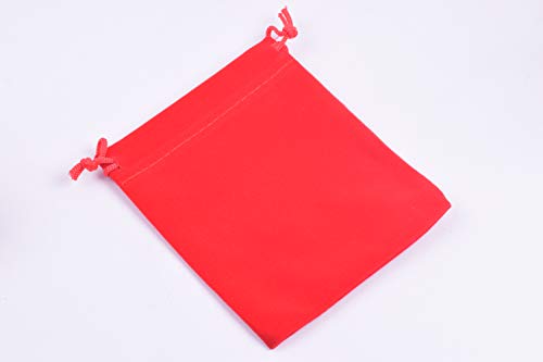 Sansam 50pcs Small Drawstring Velvet Jewelry Pouches, 4.0x4.8 Inch Red Drawstring Velvet Gift Bags,Treat Favor Bags for We...