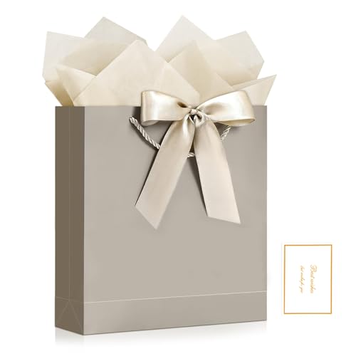 YoungTree Medium Mothers Day Gift Bag with Ribbon and Greeting Card 2 Tissue Papers, Mothers Day Bags, Paper Birthday Gift...