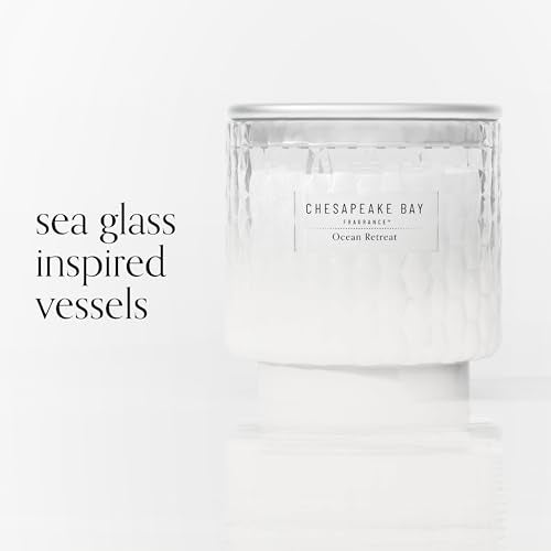 Chesapeake Bay, 11oz Ocean Retreat Scented Candle, Mood Evoking Fragrance, Textured Sea Glass-Inspired Jar, Premium Soy Bl...