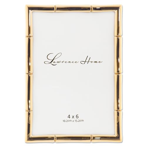 Lawrence 712246 4-Inch W x 6-Inch H Gold Metal Picture Frame with Bamboo Design