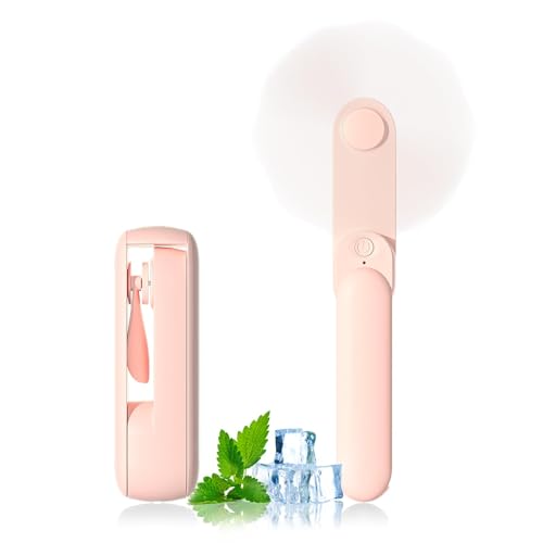 Lerat Portable Handheld Fan, 2 IN 1 Mini Hand Fan, Battery Operated [8-15 Working Hours], USB Rechargeable Personal Foldab...