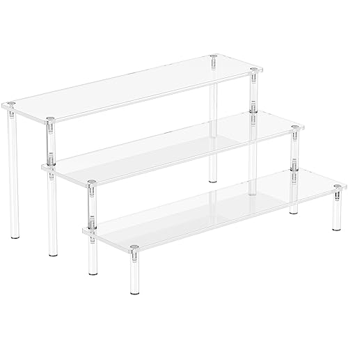 Aredpoook Acrylic Display Risers, 3 Tier Perfume Organizer Stand, Clear Cupcake Stand Holder, Large Shelf Risers for Figur...