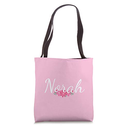 Custom Norah Gift Personalized Name Flowers Floral Pink Tote Bag