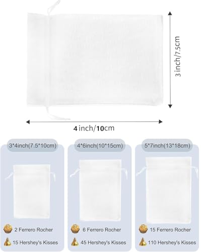 Kslong 100PCS Small Mesh Bags Drawstring 3x4, Sheer Organza Bags Drawstring for Jewelry, Mesh Party Wedding Favor Bags for...