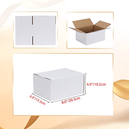Calenzana 8x6x4 Shipping Boxes Set of 40, White Corrugated Cardboard Box for Mailing Packing Gifts Small Business