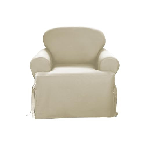 SureFit Duck 1 Piece T Cushion Chair Slipcover in Natural