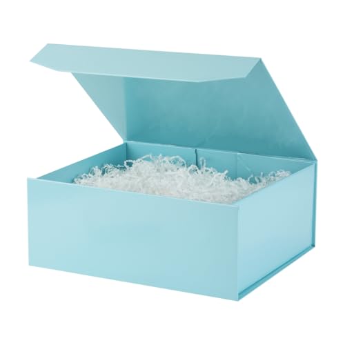 PACKGILO 1 Pcs Blue Gift Box Large 13x11x5.3 Inch Large Gift Boxes with Lids for Presents Magnetic Box with Crinkle Paper ...