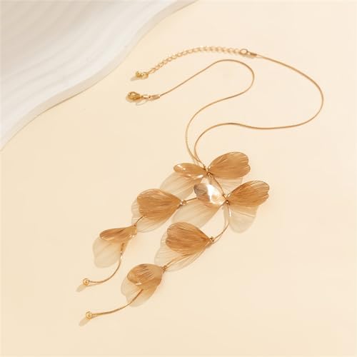 WCRAZYE Gold Flower Statement Floral Necklace Earring Sets for Women Fashion Petal Statement Necklace 14K Gold Plated Larg...
