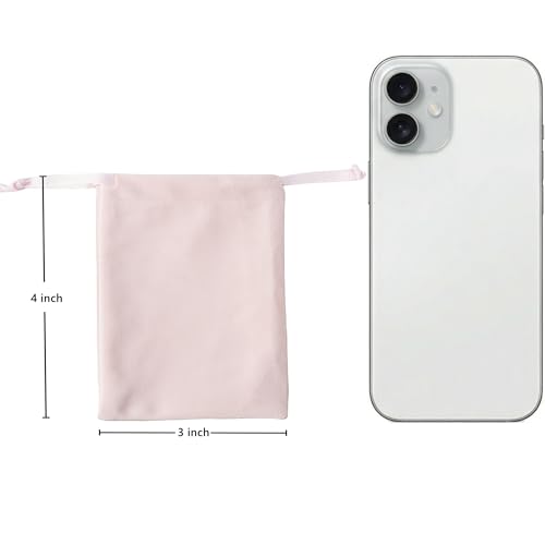 QIANF 12pcs Light Pink Velvet Drawstring Bags 3x4 inches Small Velvet Cloth Gift Bags Jewelry Pouches for Storage Wedding ...
