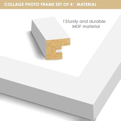 DUENPY 4x6 Collage Picture Frame Tempered Glass Front, Displays Four 4x6 Photo, Family Photo Collage Frame, Wall Decor Wal...