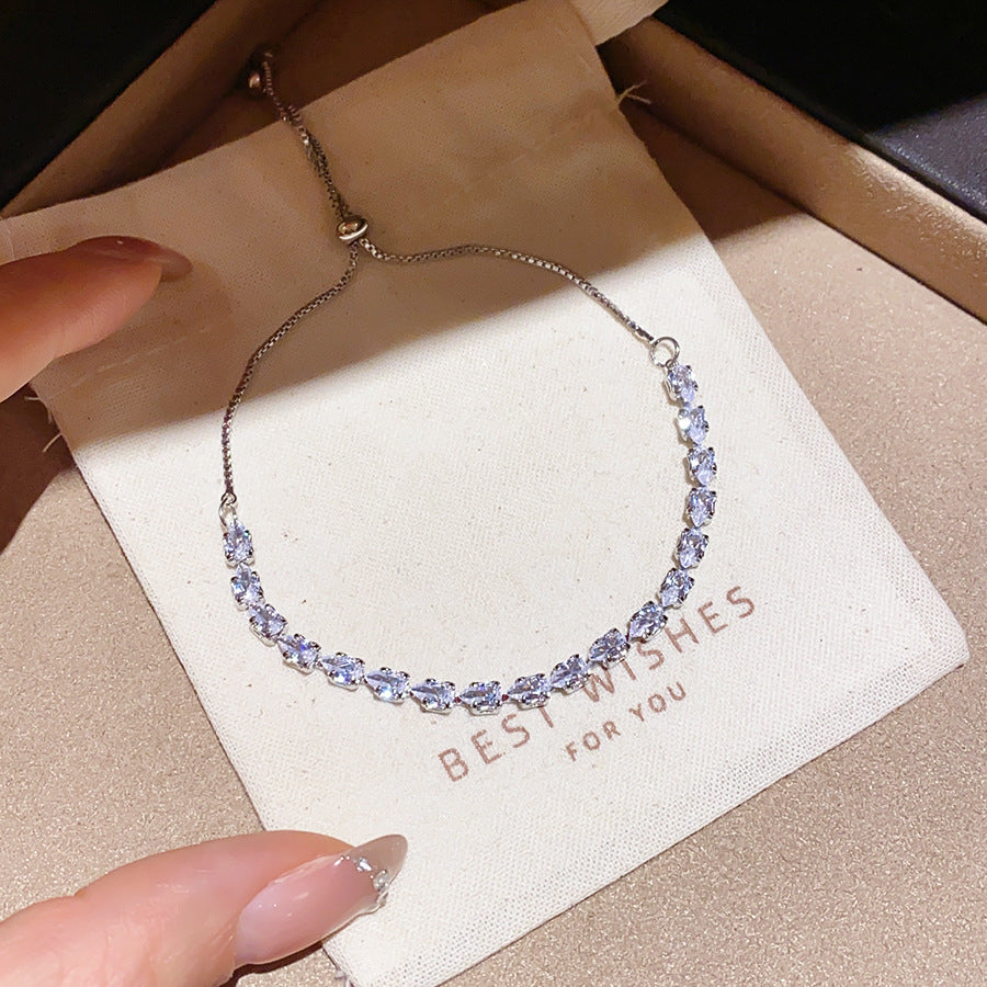 Frosted Blue Zircon Bracelet Ins Style Korean Chic  Bangle Elegant Luxury Fashion Hand Jewelry