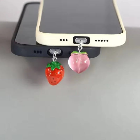 Fruit Mobile Phone With Hole Charging Port Universal Dust Plug