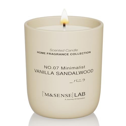 M&SENSE Natural Soy Candle| Vanilla Sandalwood | 5.3 oz | Mini Spring Scented Candles for Relaxation, Valentines Day Gift,...