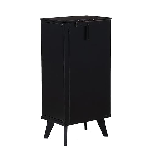 Powell Helene Black Wooden Jewelry Armoire with Cane Drawer Fronts