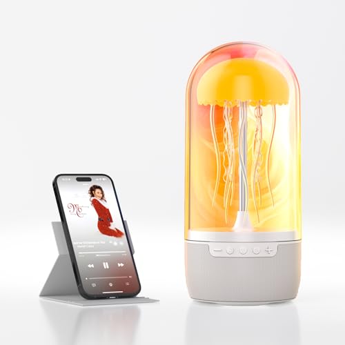 Jellyfish Bluetooth Speaker Lamp for Kids Teens Adults, Color Changing LED Night Light with 7 Dynamic Modes, Portable Wire...