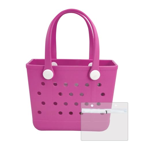 Juyeesm Small Rubber Beach Bags for Kids, Waterproof Sandproof Rubber Tote Bags Pool Bag for Travel, Boat, Sport