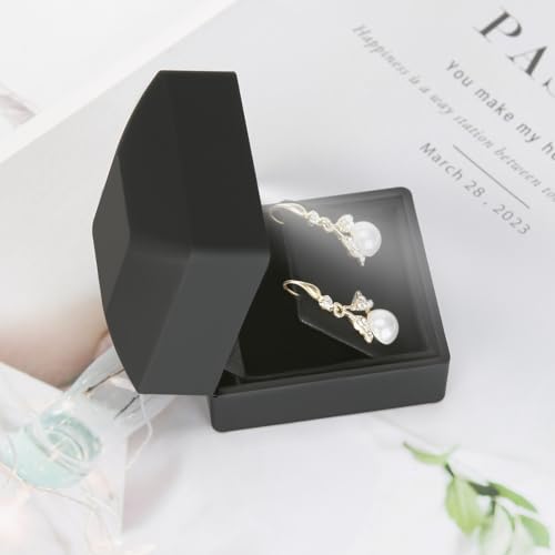 LED Stud Earring Jewelry Gift Box for Proposal, Wedding, Engagement，Birthday Luxury Jewelry Gift Box with LED Light, Jewel...