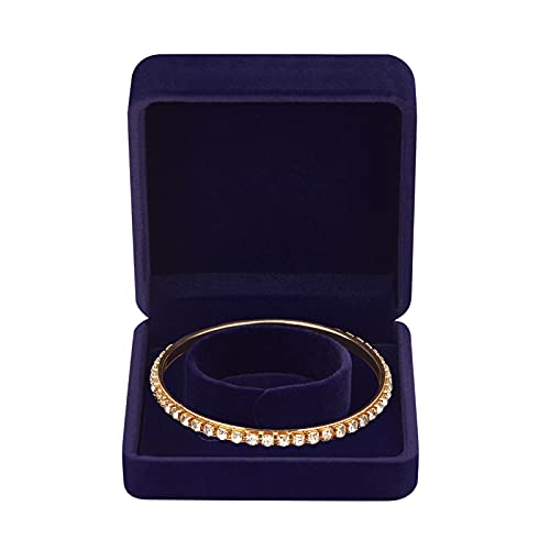 LETURE 4 Pieces Classic Velvet Bracelet Bangle Pendant Necklace Gift Box, Travel Jewelry Box Display Storage Case for Gif...