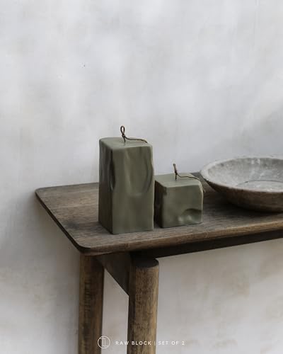 LAWA Raw Block Set of 2 Candle - Beautiful Handmade Pillar Scented Soy Wax Elegant Aesthetic Candle Housewarming Gift Home...