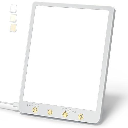 Light Therapy Lamp - 10000 Lux 3 Color Temperature & Wall Mountable, with Memory Function, Touch Control Portable Light Th...