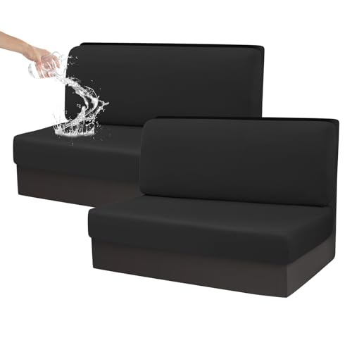 CRFATOP Sets of 2 Waterproof RV Dinette Cushion Slipcover Stretch Camper Cushion Covers Solid 2 Seat Sofa Chair Cover Furn...