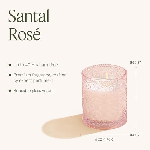 LA JOLIE MUSE Santal Rose Scented Candle – Saffron, Rose & Leather | 6 oz Natural Soy Wax | 40 Hours Clean Burn | Self Car...