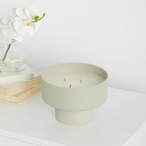 Deco 79 Metal Decorative Candle White Sage Scented Matte 50 oz 3 Wick Aromatherapy Candle with White Wax, Wax Aromatherapy...