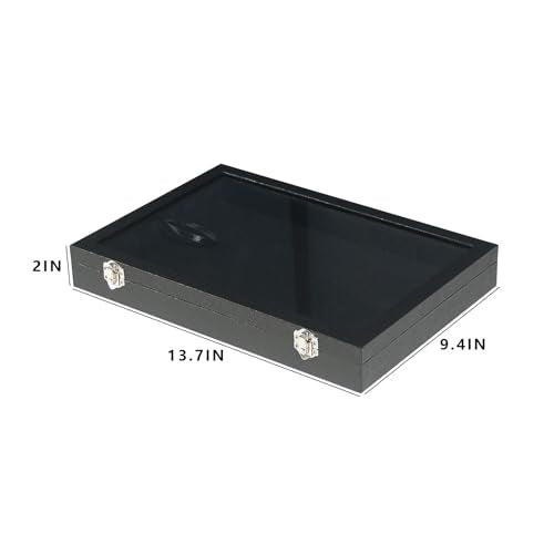 Coward Jewelry Organizer Box, Black Velvet Blank Display Tray Case with Lid for Storage Necklaces Bracelets Rings Beads an...