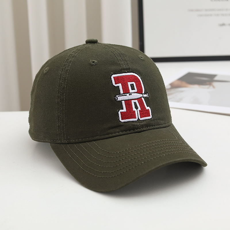 Summer Men's And Women's All-purpose Solid-color Embroidered R-letter Casual Korean-style Baseball Cap For Daily Couple Date Outfits