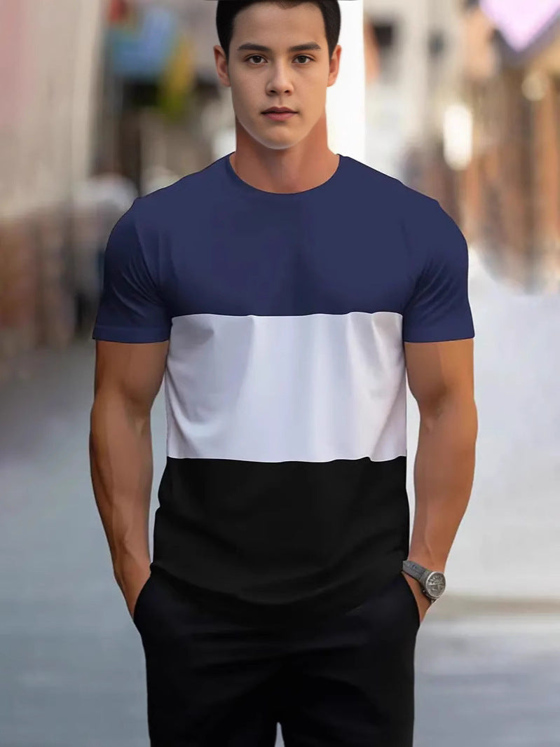 Mens Round-neck Loose-fitting Breathable Top For Sports And Fitness