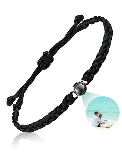 SUPHELPU Custom Bracelets with Picture Inside, Personalized Photo Bracelet Projection, Personalized Gifts for Memorial Mom...