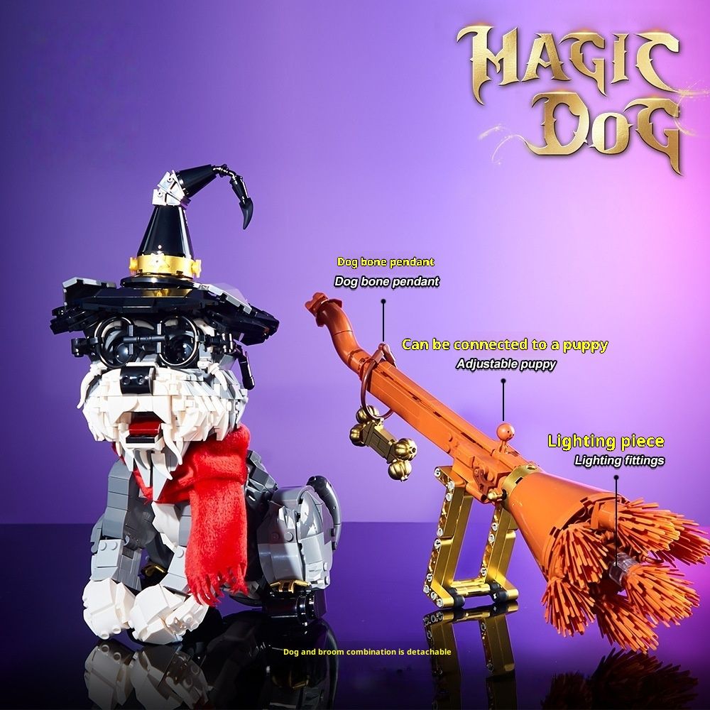 Magic Schnauzer Light Magic Broom Decoration Educational Assembled Toys