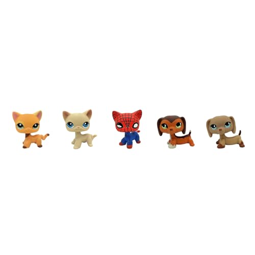 CFCLLBR Random 2PCS Cat Dog Collie Great Dane Dachshund Cocker Spaniel Mini Pet Toys Sets Animal Figures